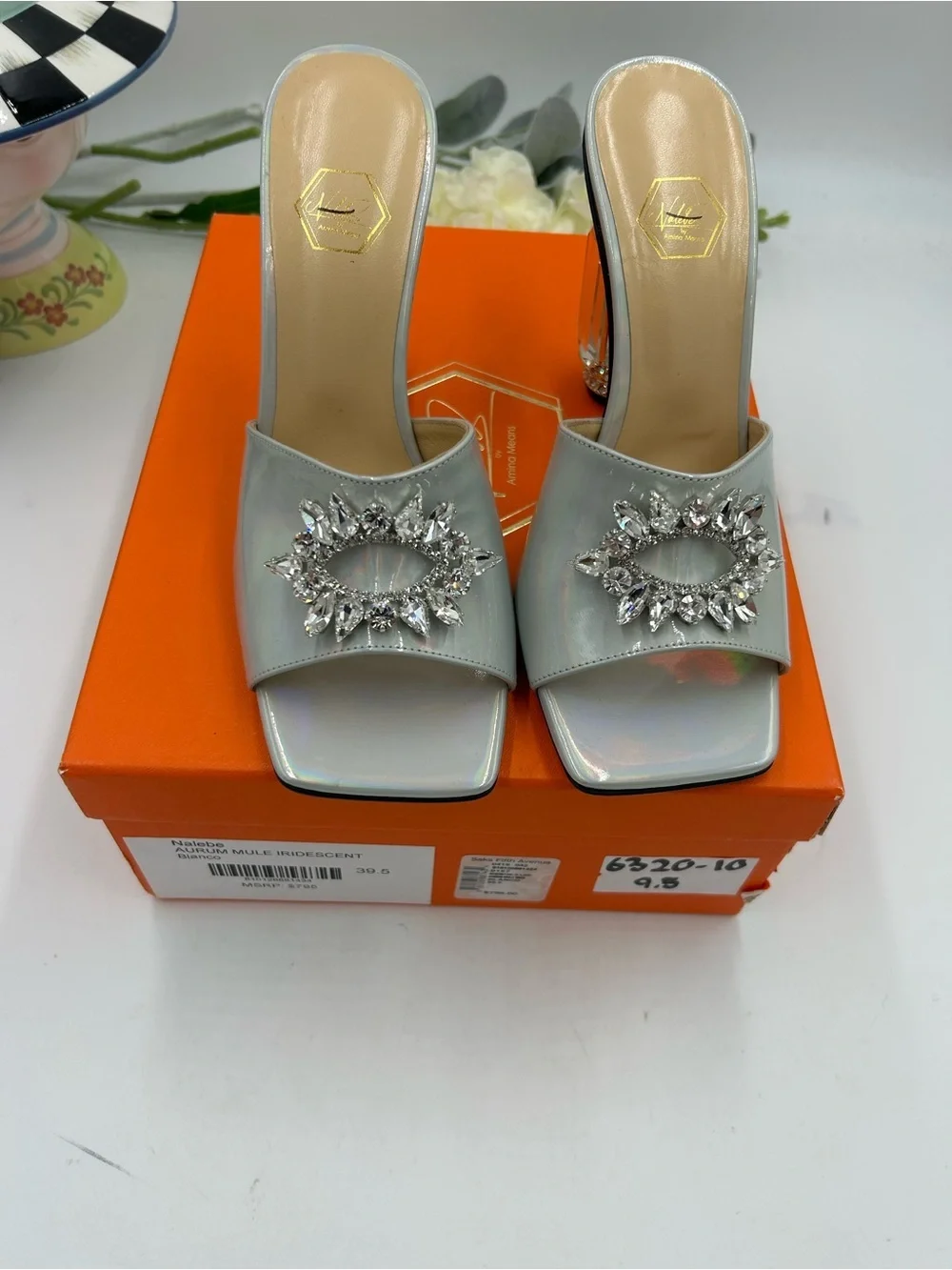 Women's NALEBE AURUM iridescent mules size 39.5 made in Italy